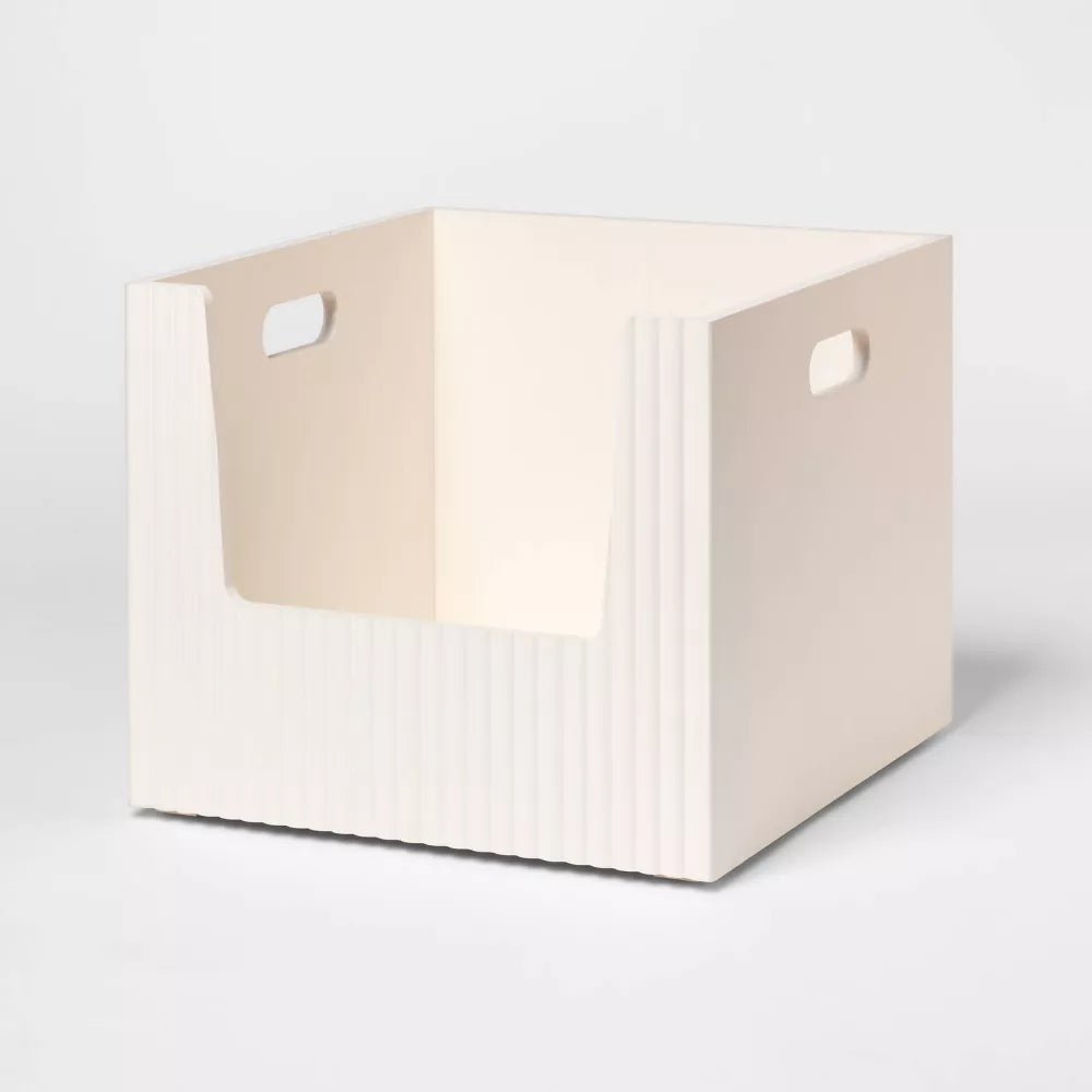 Open Front Wooden Storage Bin