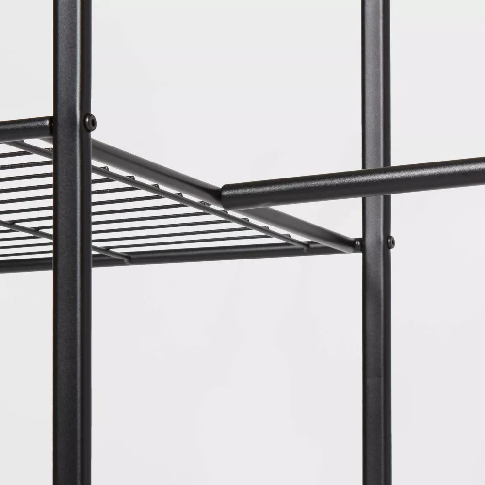 Freestanding Metal Clothes Stand with Shelves