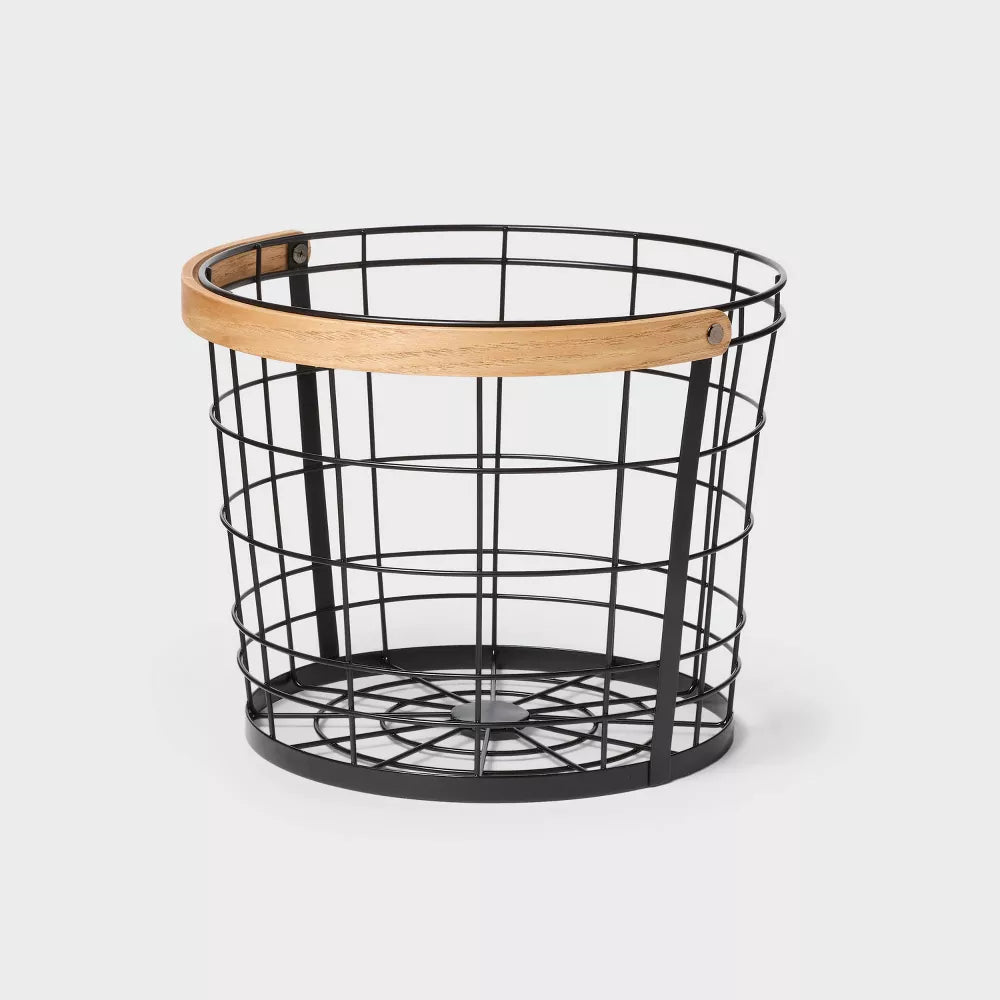Round Metal Wire Storage Bin